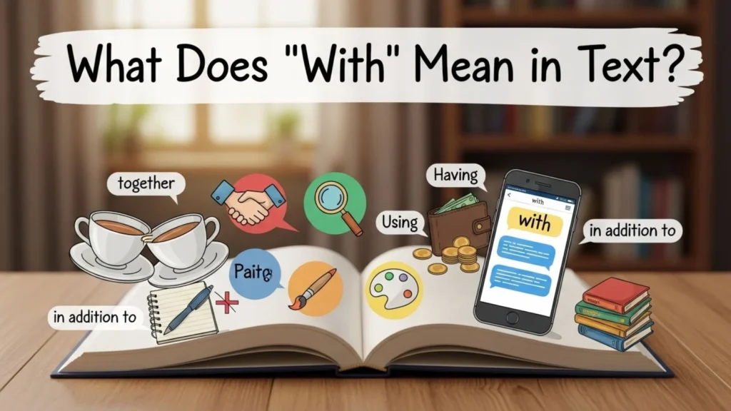 what does with mean in text